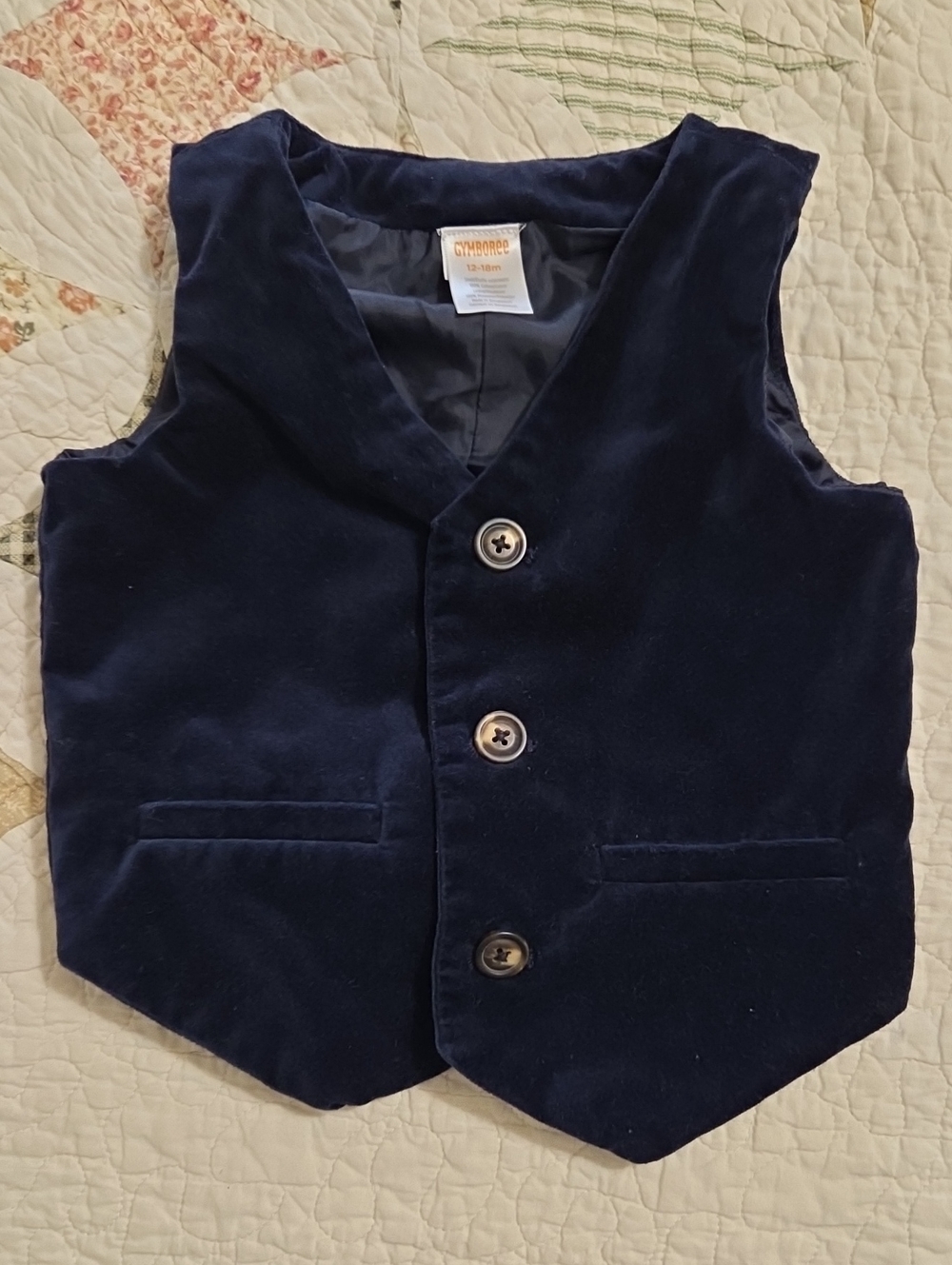 Gymboree Navy Velvet Kids Vest with Buttons